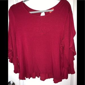 NWOT Red/burgundy long sleeve tee